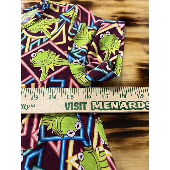 LulaRoe Size XXS kermit the frog Carly Dress Cartoon Designer Preppy Colorful - Picture 4 of 8